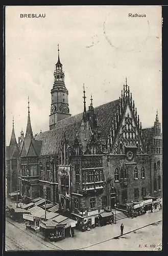 AK Breslau, Rathaus aus der Vogelschau