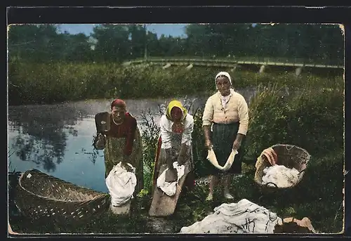 AK Waschfrauen am Fluss