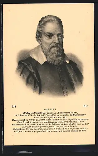 AK Galilée, Célebre mathématicien, physicien et astronome italien, 1564-1642