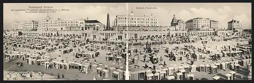 Klapp-AK Borkum, Strand-Panorama mit neuerbauter Wandelhalle