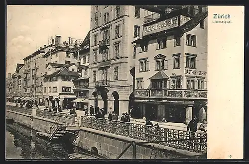 AK Zürich, Gasthaus zum Schiff am Limmatquai