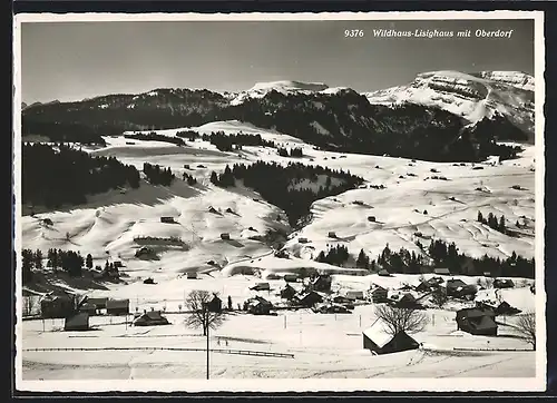 AK Wildhaus-Lisighaus, Ortsansicht mit Oberdorf im Schnee