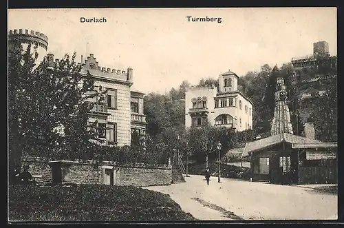 AK Durlach, Turmberg mit Bergbahn