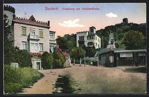 AK Durlach, Turmberg mit Drahtseilbahn