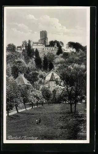 AK Karlsruhe-Durlach, Blick zum Turmberg