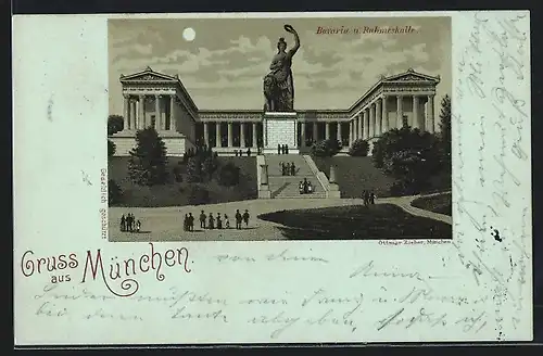 Lithographie München, Bavaria und Ruhmeshalle