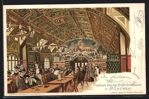 Lithographie München, Festsaal des kgl. Hofbräuhauses