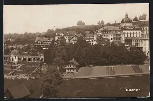 AK Menzingen, Teilansicht aus der Vogelschau