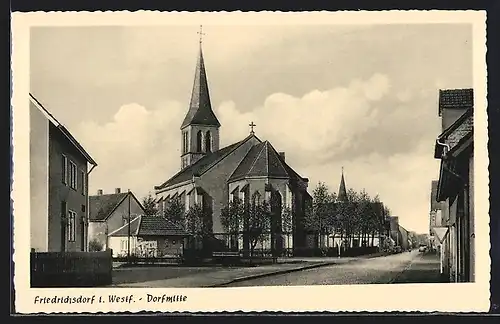 AK Friedrichsdorf, Dorfmitte mit Kirche