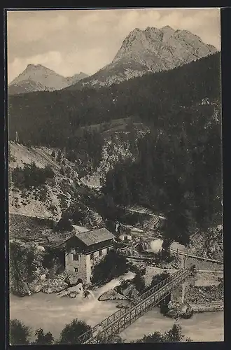 AK Schuls-Tarasp, Brücke am Eingang zur Clemgia-Schlucht