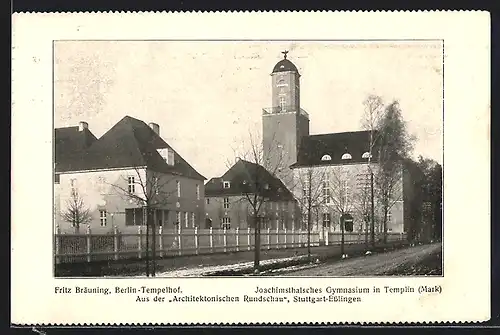 AK Templin (Mark), Joachimsthalsches Gymnasium im Winter