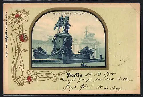 Lithographie Berlin, Kaiser Wilhelm I. Denkmal