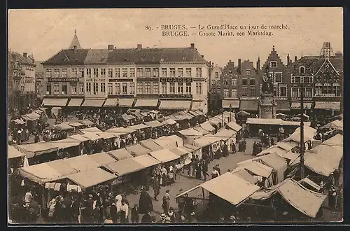 AK Bruges, La Grand Place un jour de marche