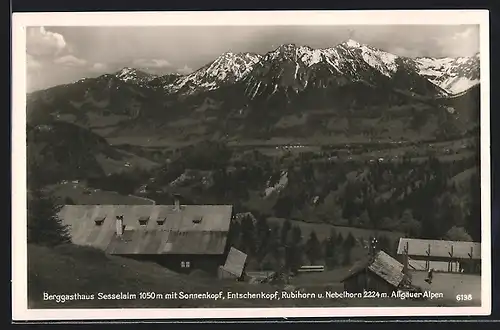 AK Sesselalm, Berggasthaus Sesselalm mit Umgebung aus der Vogelschau