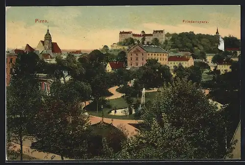 AK Pirna, Friedenspark aus der Vogelschau