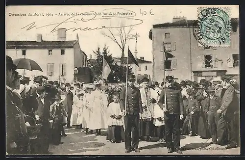 AK Bussière-Poitevine, Ostensions du Dorat 1904, Arrivée de la commune