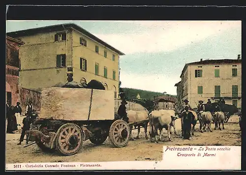 AK Pietrasanta, La Posta vecchia, Trasporto di Marmi, Marmorsteinbruch