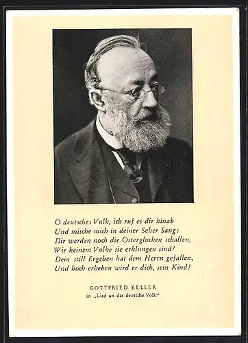 AK Schriftsteller Gottfried Keller in Lied an das deutsche Volk