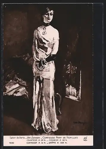 Künstler-AK Paris, Salon de Paris, Comtesse Anna de Noailles