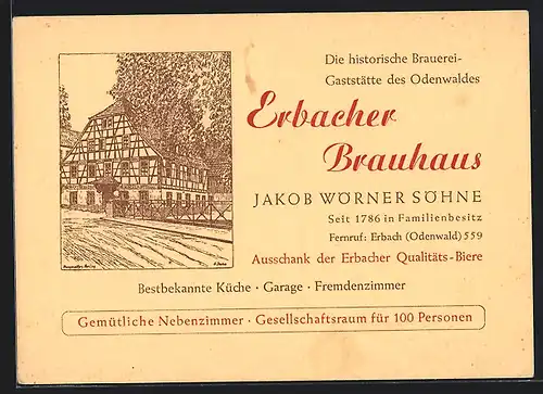 Künstler-AK Erbach, Erbacher Brauhaus, Jakob Wörner Söhne, Reklame