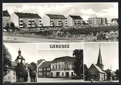 AK Gebesee, Mittelstrasse mit Konsum-Vst., Jugendwerkhof ehemal. Schloss, Ernst-Thälmann-Strasse