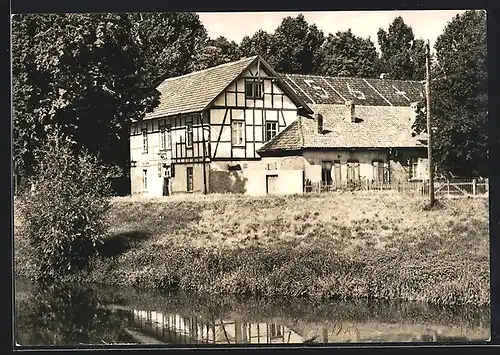 AK Gebesee /Kr. Erfurt, Konsum-Gaststätte, vom Wasser gesehen