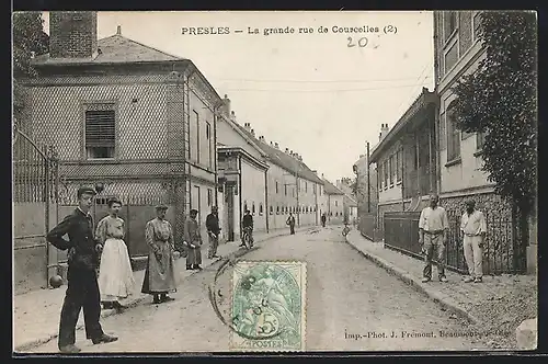 AK Presles, La grande rue de Courcelles, Strassenpartie