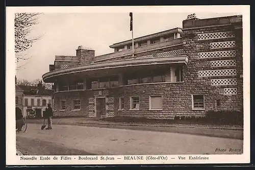 AK Beaune, Nouvelle Ecole de Filles, Boulevard St-Jean, Vue Extérieure