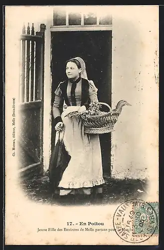 AK Melle /Aquitaine, En Poitou, Jeune Fille partant pour le Marché