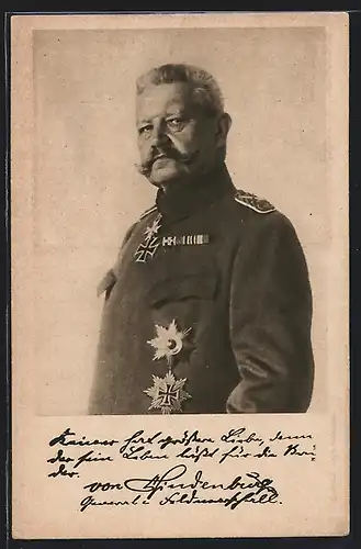 AK Paul von Hindenburg, Porträt in Uniform