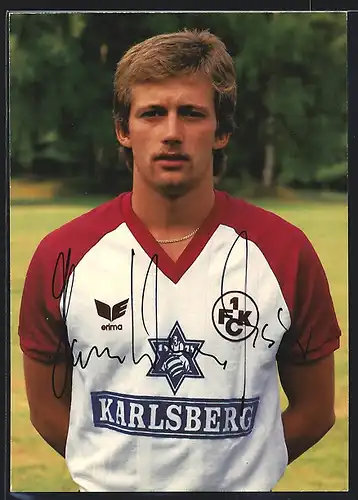 AK Fussballspieler Hans-Werner Moser, 1. FC Köln, Reklame Karlsberg-Bier
