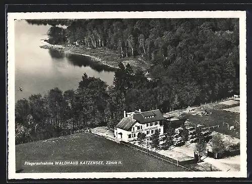 AK Zürich, Waldhaus Katzensee, Fliegeraufnahme