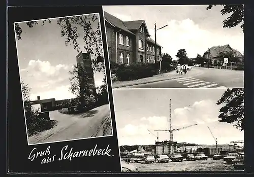 AK Scharnebeck, Strassenansicht, Kran auf Baustelle