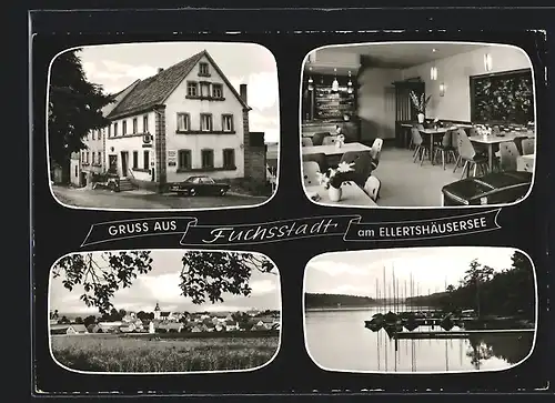 AK Fuchsstadt, Gasthaus Ellertshäuser-See, Panorama und See-Idylle