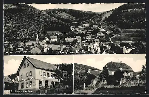 AK Riedern, Gasthaus zum Hirschen E. Bundschuh, Gesamtansicht aus der Vogelschau