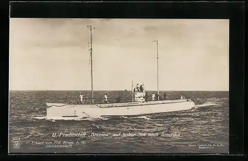 AK Fracht-U-Boot Bremen auf hoher See nach Amerika