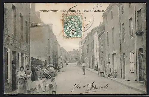 AK Cerisay, Rue de Châtillon, Strassenpartie