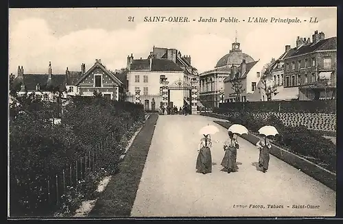 AK Saint-Omer, Jardin Public, L`Allee Principale