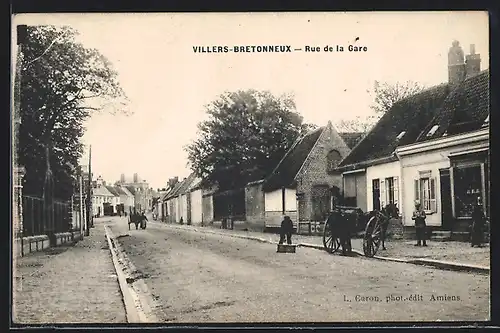 AK Villers-Bretonneux, Rue de la Gare, Strassenpartie