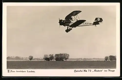 AK Heinkel He 72 Kadett im Fluge