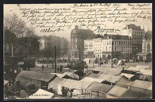 AK Roubaix, La Grand` Place un Jour de Marché