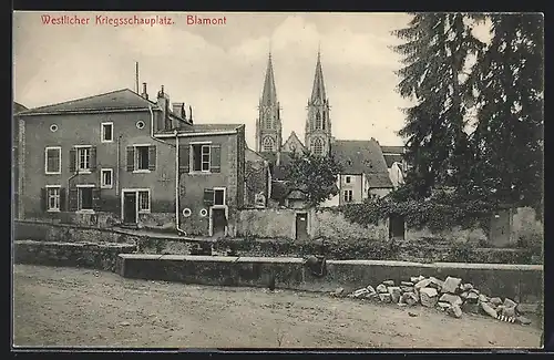 AK Blamont, Westlicher Kriegsschauplatz, Wegpartie mit Kirche