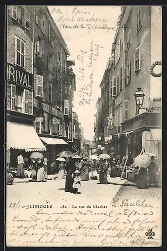 AK Limoges, La rue du Clocher