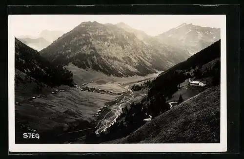 AK Steg, Alpenkurshaus Sücca in sonnigen Bergen