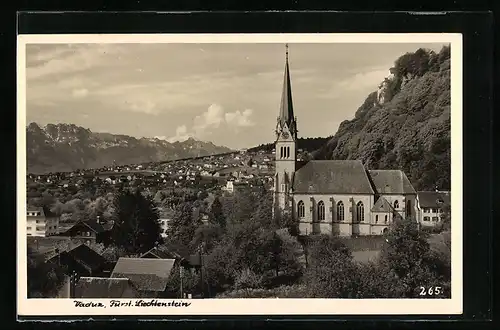 AK Vaduz, Ortsansicht mit Kirche