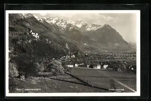 AK Vaduz, Ortsansicht aus der Vogelschau