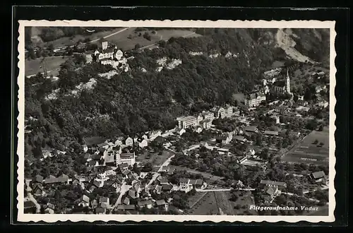 AK Vaduz, Fliegeraufnahme, Ortsansicht mit Schloss