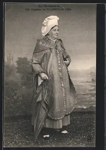 AK Villerville /Normandie, Frau in Tracht mit Haube