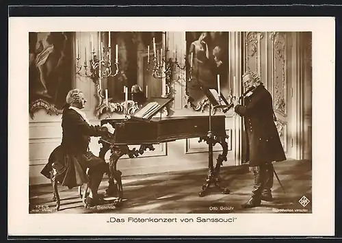 AK Filmszene aus Das Flötenkonzert von Sanssouci mit Otto Gebühr und Paul Biensfeldt