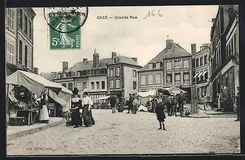 AK Gacé, Grande Rue, Strassenpartie